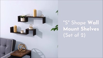 White MDF Floating Wall Shelves Set of 2