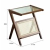 Angel Sar Rattan Nightstand with Storage, Bamboo Accent Side Table with Glass Top, Boho End Table for Small Space Living Room & Bedroom, Brown - 3 of 4