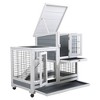 Sevobal Pet Crates and Houses Wooden Rabbit Hutch with Ventilation Gridding Fence, Openable Door, Cleaning Tray, Gray, 37.01"*22.24"*36.2" - 3 of 4