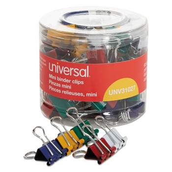 UNIVERSAL Mini Binder Clips 1/4" Capacity 1/2" Wide Assorted Colors 60/Pack 31027