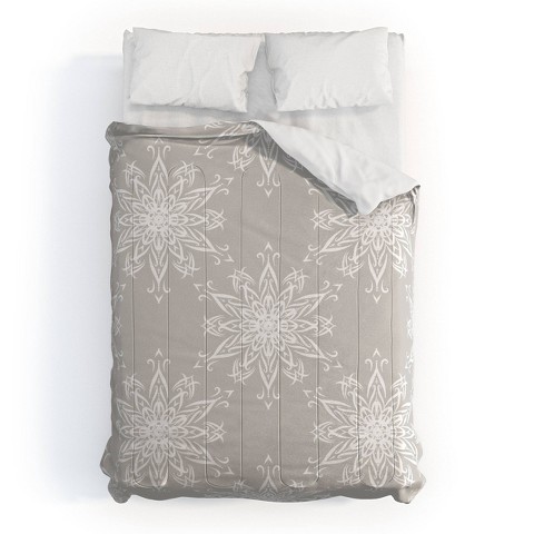 Deny Designs Queen Lisa Argyropoulos La Boho Snow Polyester Comforter + Pillow Shams Beige - Deny Designs: Abstract 300 Thread Count Bedding Set