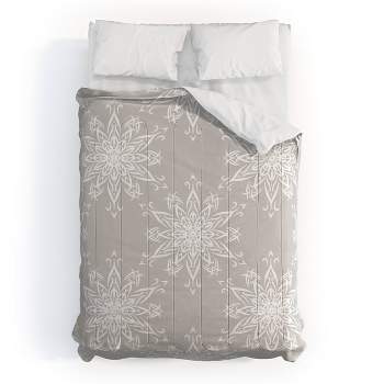 Queen Lisa Argyropoulos La Boho Snow Polyester Comforter + Pillow Shams Beige - Deny Designs