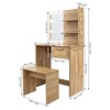 Vanity Desk Set Stool & Dressing Table with LED Lighting Mirror Drawer and Compartments Modern Wood Cosmetic Table Chest of Drawers - 2 of 4