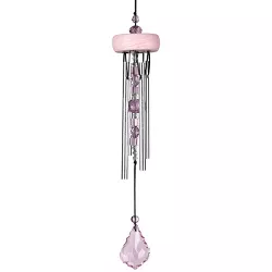 Woodstock Chimes Signature Collection, Gem Drop Chime, 10'' Rose Silver Wind Chime GEMRO