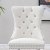 Akoasm Morden 2 Pieces Velvet Kitchen Dinning Chairs With Silver Mirror Legs-White - 4 of 4
