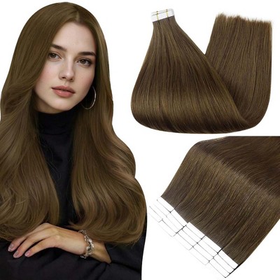 Jessie's Wig Tape In Hair Extensions Human Hair For Women 50g Thick Ends Straight Seamless #4 Light Brown 18-26 Inch 20 Pcs/Pack