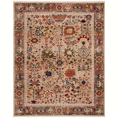 Kashan Beige and Taupe 9' x 12' Synthetic Area Rug