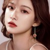 Sonateomber Gold Long Chain Threader Earrings for Women - Fashion Statement Drop Dangle Thread Earrings Jewelry Gift - 2 of 4