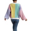 Coolmee Women's Cardigan Color Block Open Front Long Sleeve Ribbed Knit Cropped Cardigan Sweater - 2 of 4