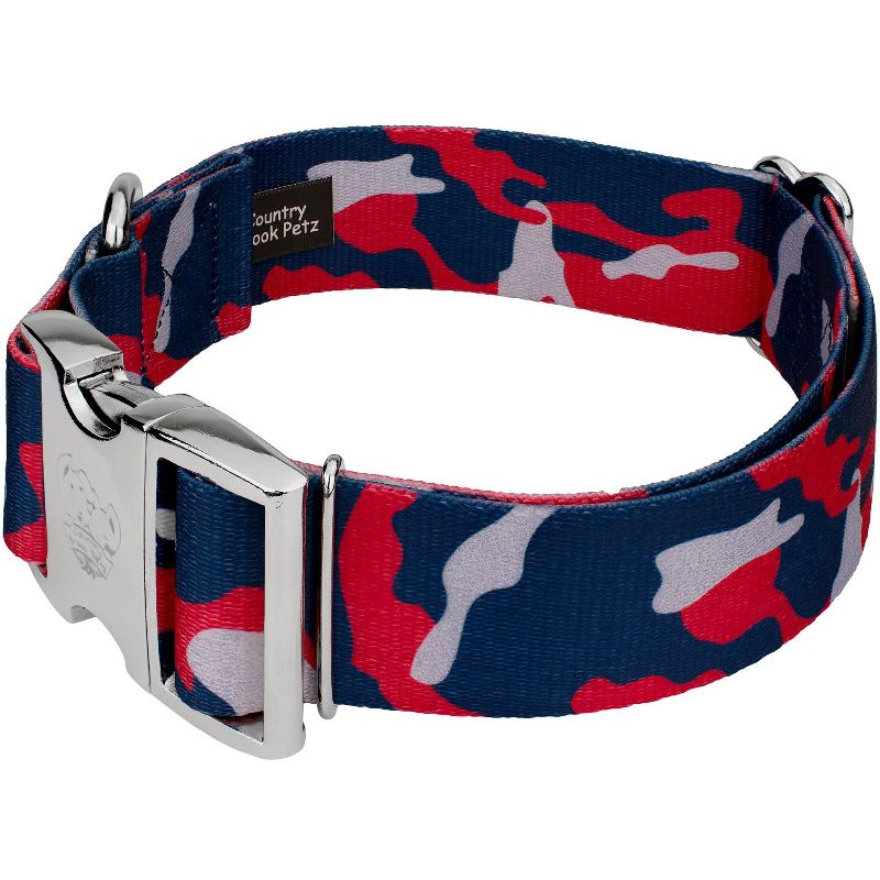 Country Brook Petz 1 1/2 Inch Premium Navy Blue and Red Camo Dog Collar Limited Edition, 2 of 5