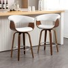 Bekrvio 26" Mid Century Modern Swivel Counter Height Bar Stools - PU Leather Upholstered with Back, Walnut Bent Wood Legs for Kitchen Island Dining - 2 of 4