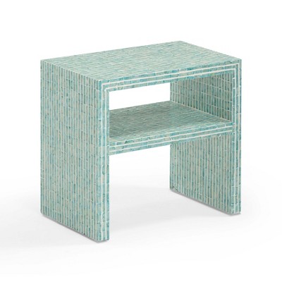 TOV FurnitureDerry Capiz Shell Nightstand Blue 21.7"W x 13.8"D x 20.5"H