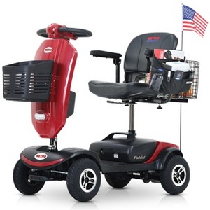 Scooters for Adults 4 Wheel Powered Mobility Scooters Folding Electric Bike for Seniors 300 lbs Capacity 16 Miles Headlight USB Charger Port Purple - 1 of 4
