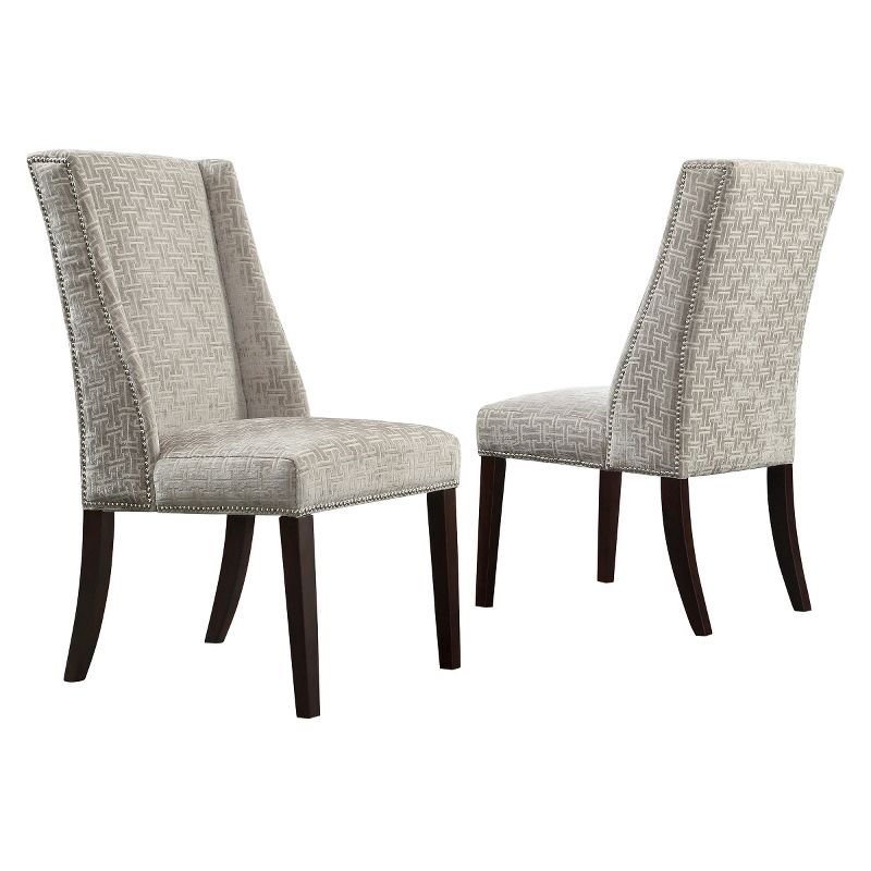 Set of 2 Harlow Wingback Dining Chair with Nailheads Wood Velvety Fret Link - Inspire Q, 1 of 7