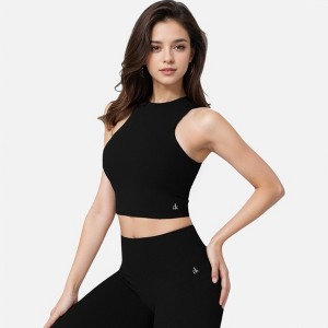 Anna-Kaci Active Women's High Neck Cropped Tank Top with Racerback Design - 1 of 4
