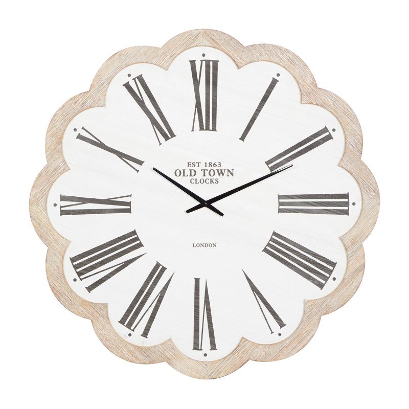 33&#34;x33&#34; Wood Wall Clock with Scallop Frame White - Olivia &#38; May, 1 of 19