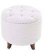 Sapphtopaz Round Storage Ottoman Upholstered Footstool with Wood Legs and Flip-Top Lid for Living Room, Bedroom, Entryway - 4 of 4