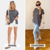 EXLURA Womens Summer Oversized Tops Short Sleeve Crewneck Waffle Shirts Casual Blouses - 2 of 4