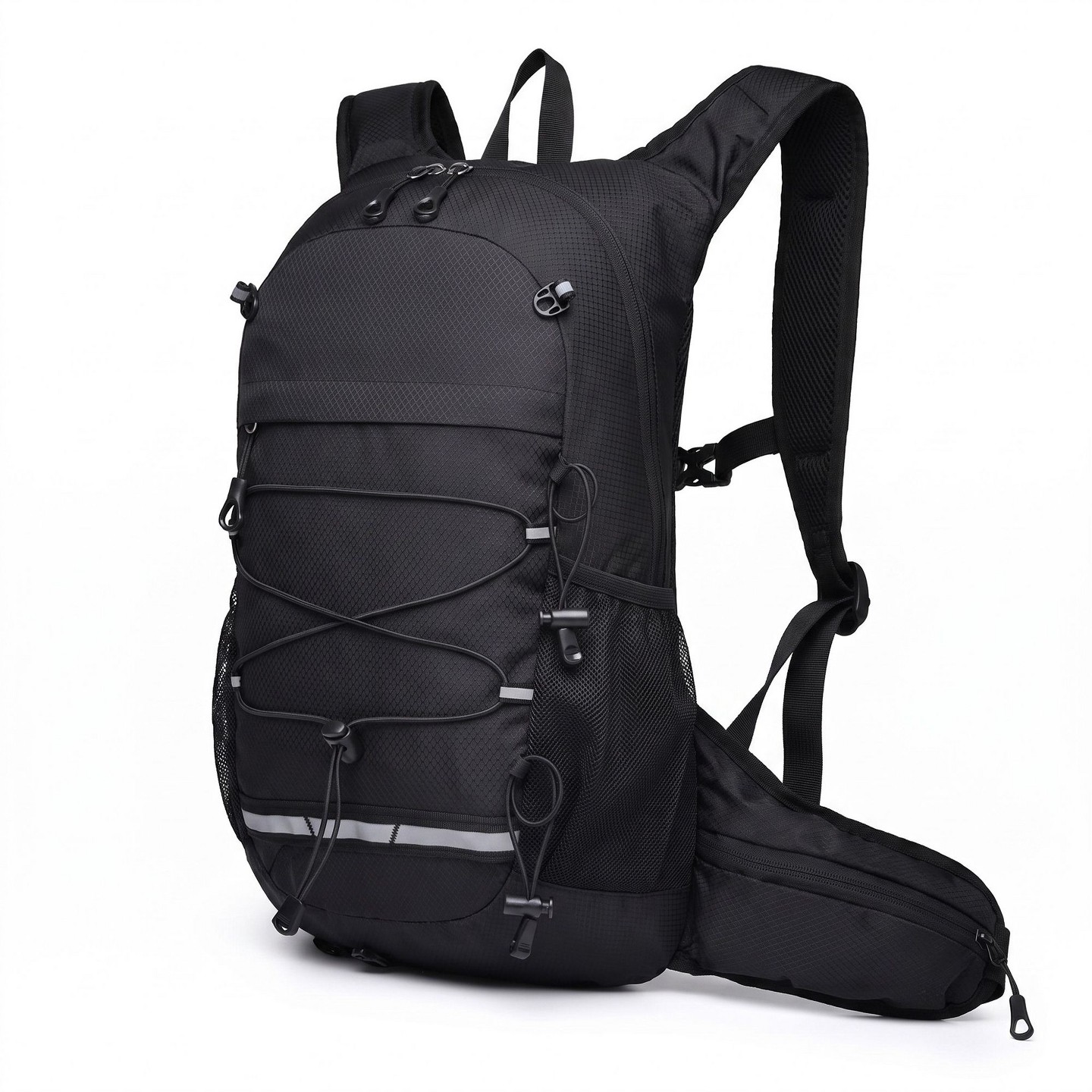 Рюкзак Alilang Outdoor Hiking with Bungee Cord Front Pocket Side Mesh Pockets Waist Belt - Black, цвет: Чёрный — фото 3