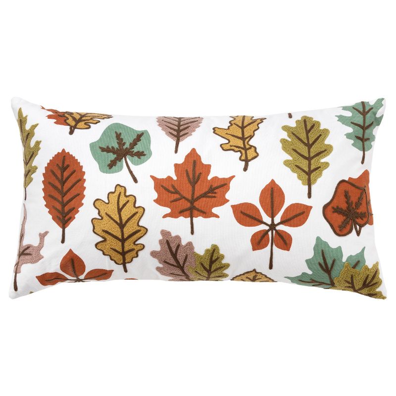 14&#34;x26&#34; Oversize Leaves Pattern Lumbar Throw Pillow Cover - Rizzy Home, 1 of 9