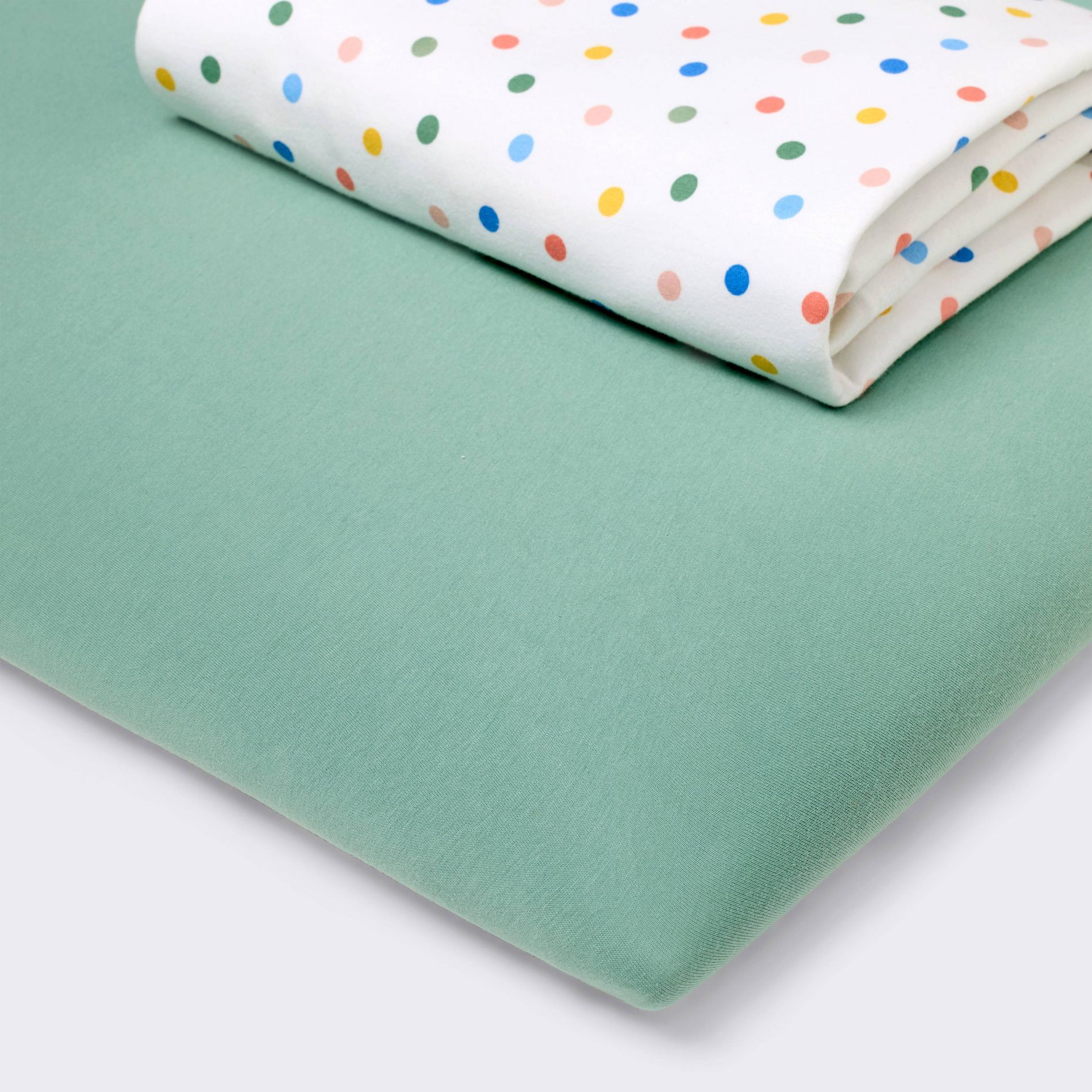 2pk Fitted Playard Jersey Sheets - Green & Color Dots - Cloud Island™
