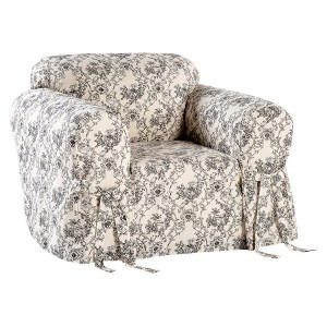 Black/Cream Toile Print Chair Sofa Slipcover