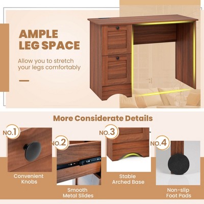 Charming Brown Engineered Wood Computer Desk with 3 Drawers