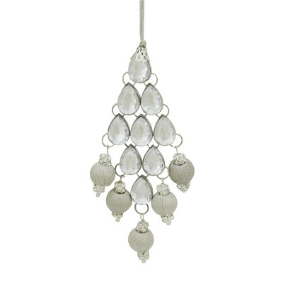 Allstate Floral 5.5" Silver Sparkling Rhinestone and Ball Drop Christmas Ornament