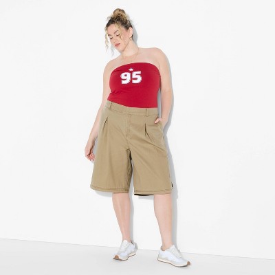 Women's High-Rise Pleated Baggy Leg Cargo Pants - Wild Fable™ Brown