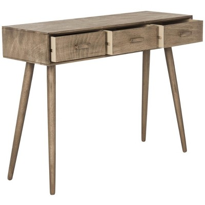 Desert Brown Mid-Century Wood Console Table with Storage