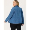 Agnes Orinda Women's Plus Size Denim Notched Lapel Color Block Stretch Blazers - 4 of 4