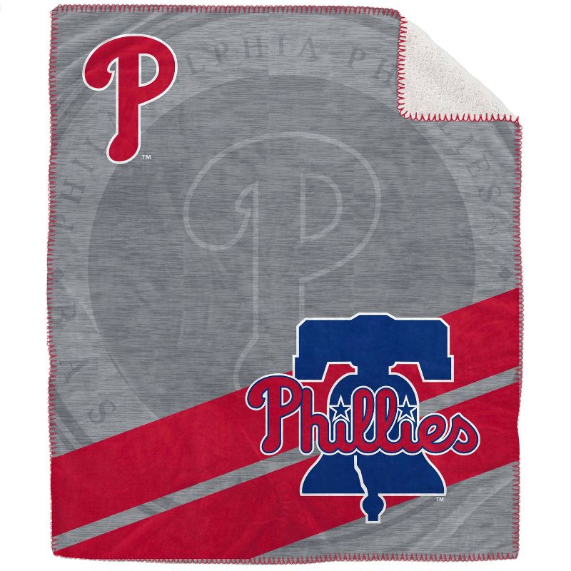 MLB Philadelphia Phillies Corner Logo Faux Shearling Blanket, 1 of 4