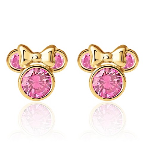 Minnie Mouse Birthstone Earrings 10K Gold Stud