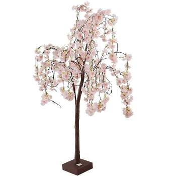 Plow & Hearth - Small Lighted Faux Weeping Cherry Tree - Use Indoors or Outdoors