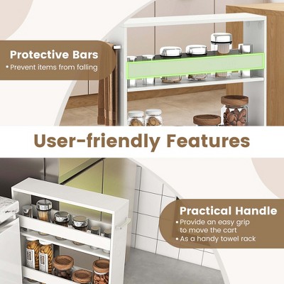 Costway 4-Tier Slim Storage Cart with Open Shelves Rolling Kitchen Cart on Wheels Narrow White