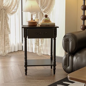 Famapy White/Black Vintage End Table with Drawer,Coffee Side Table,Bedside Table,Add Charm to Your Living Space - 1 of 4