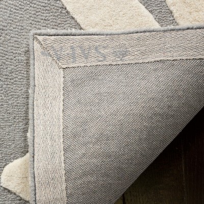 Grey and Ivory Hand-Tufted Wool Kids Square Rug