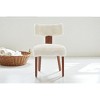 Mshliw Set of 2 Modern Fur Fabric Armless Dining Chairs with Curved Wing Back, Foam Cushion and Solid Rubberwood Legs for Dining or Living Room - 3 of 4