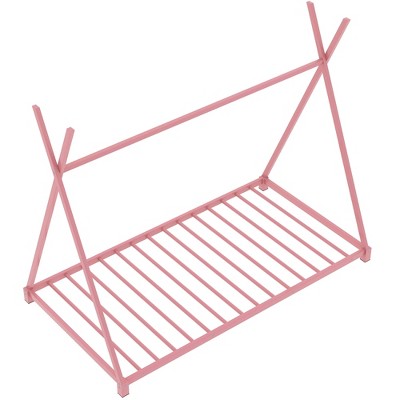 Bellemave Floor Bed Twin Size for Kids, Metal Montessori Floor Bed for Kids Tent Bed with Slats, Pink