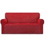 Home Mart Goods Red 3-Piece Set 4-Way Stretch Slipcover Sofa Loveseat & Armchair Cover Protector - 3 of 4