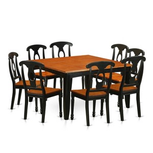 HomeStock 9-Piece Square Black & Cherry Finish Solid Wood Top Dining Table with 8-Chairs - 1 of 4