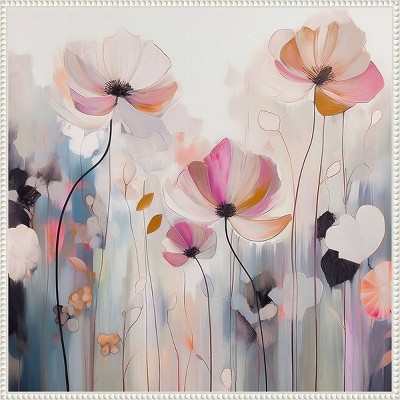 Spring Fling Abstract Floral Canvas Print with White Frame