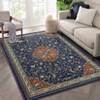 Vintage Floral Rug for Living Room, Stain Resistant Durable Indoor Carpets with Breathable Jute Backing, Soft Non Shedding Floor Mats,  Blue - 3 of 4