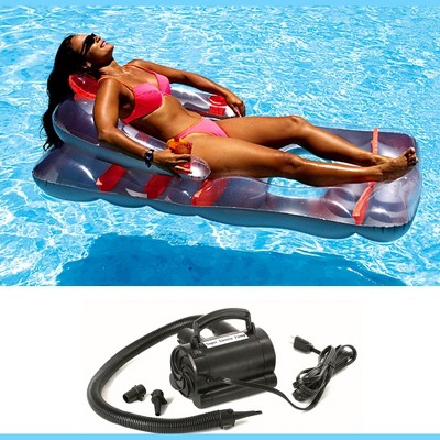 New Swimline Red Swimming Pool Inflatable Deluxe Lounge Chair w/ Electric Pump