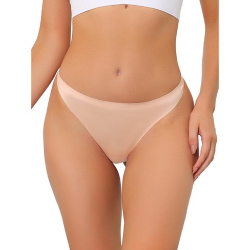 Allegra K Women's Unlined Available In Plus Size No-show Breathable Thongs  Beige Large : Target