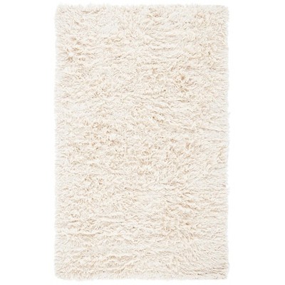 Ivory Hand-Tufted Wool Shag Area Rug, 3' x 5'