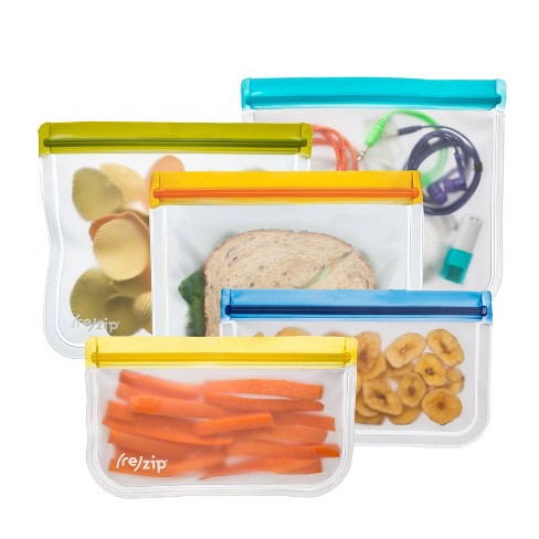 (re)zip Reusable Leak-proof Food Storage Flat Bag Kit - Snack & Lunch - 5ct