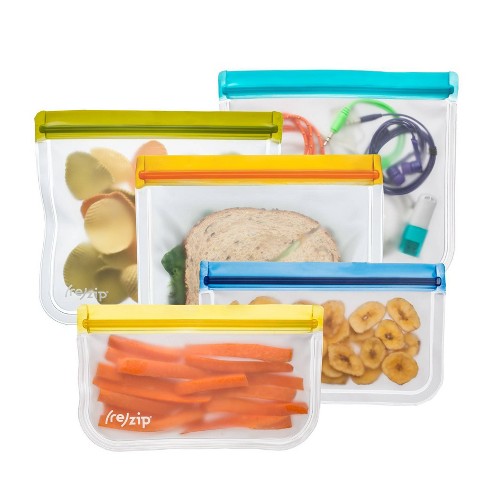 re)zip Reusable Leak-proof Food Storage Flat Bag Kit - Snack & Lunch - 5ct  : Target