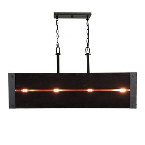 Yosemite Home Decor Corbin 4-Light Modern Farmhouse Island Chandelier with Dark Stained Wood Shade and Metal Accents, Brown - 1 of 4