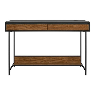 Tyner Computer Desk Black Oak - Room & Joy